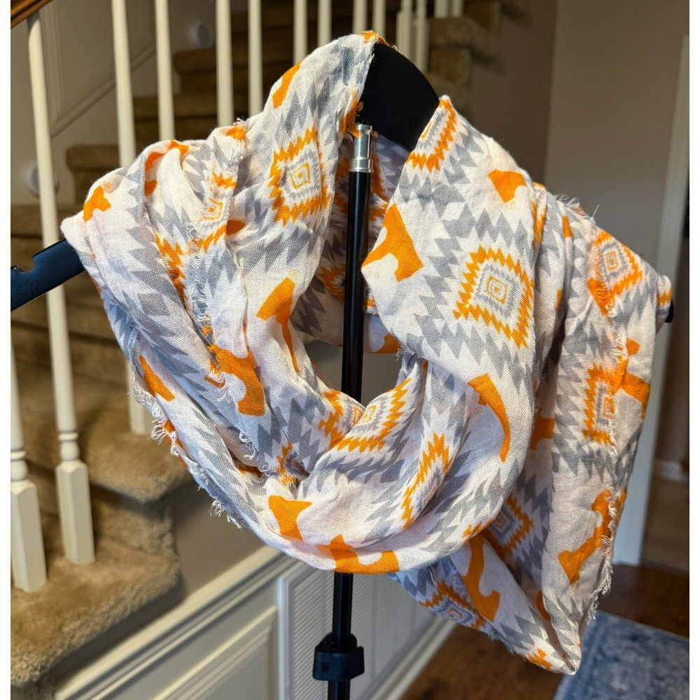 ZooZatz Tennessee Volunteers Infinity Scarf Orange Grey Aztec Power T Logo